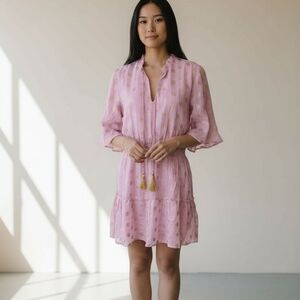 RAGA Pink Midi Dress with Gold Accents